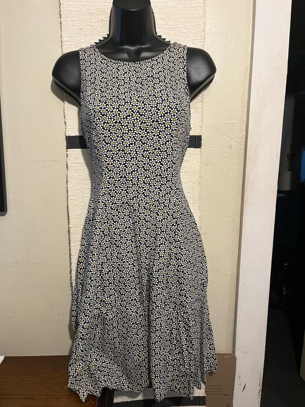 Sleeveless Navy Floral A-Line Dress